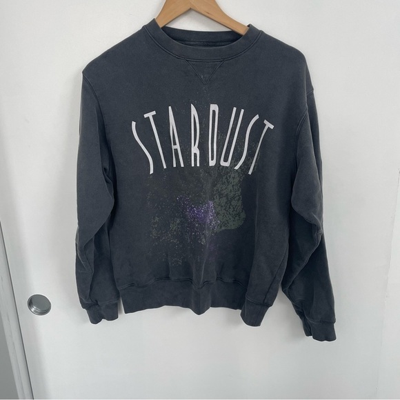 Anine Bing Ramona Stardust Sweatshirt Washed Black Size Small - Picture 3 of 10